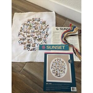 Sunset #13553 ABC Cats 1992 Dimensions Inc USA Cross stitch kit & Completed Read